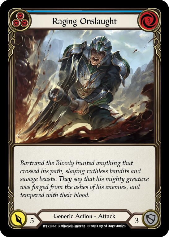 Raging Onslaught (Blue) [WTR190-C] Alpha Print Rainbow Foil | Good Games Cannington