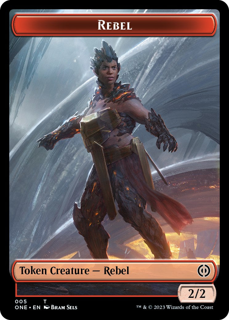 Rebel // Goblin Double-Sided Token [Phyrexia: All Will Be One Commander Tokens] | Good Games Cannington
