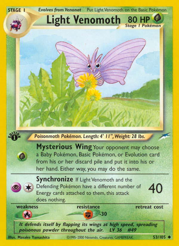 Light Venomoth (53/105) [Neo Destiny 1st Edition] | Good Games Cannington