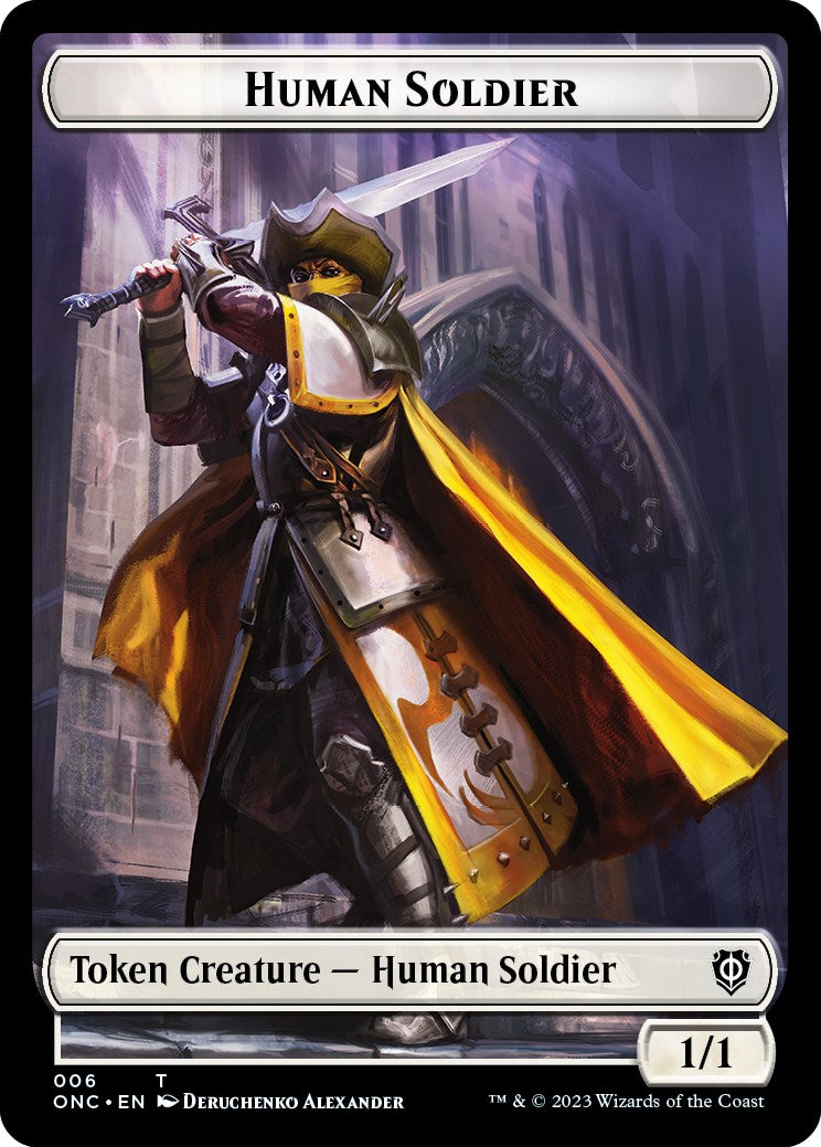 Human Soldier // Elephant Double-Sided Token [Phyrexia: All Will Be One Commander Tokens] | Good Games Cannington