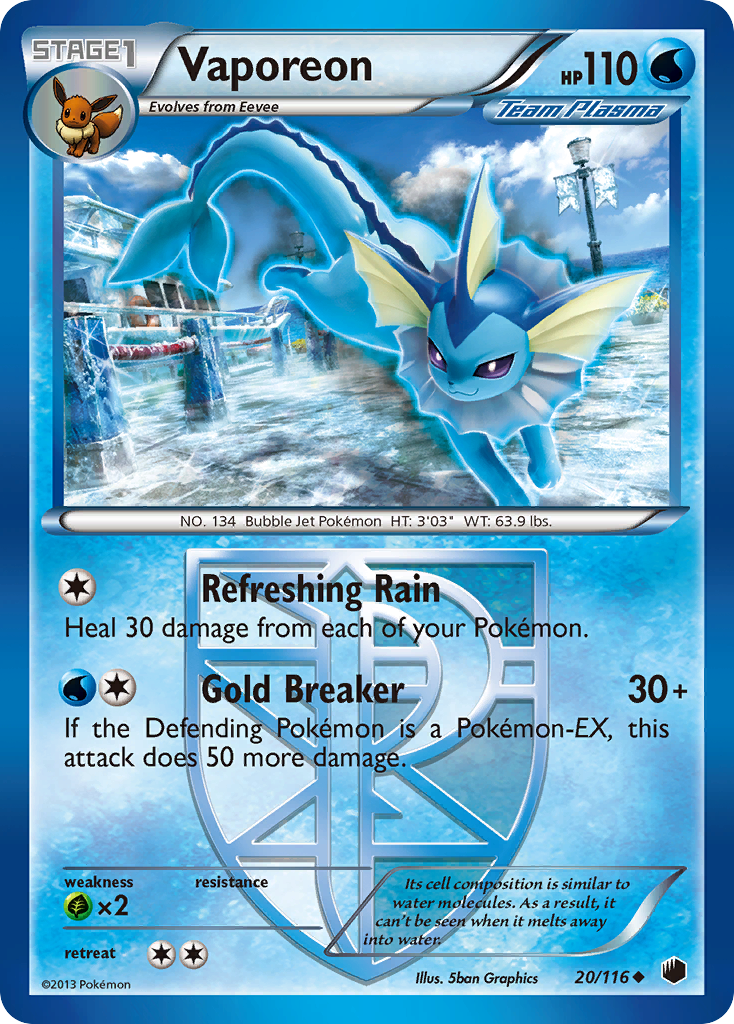 Vaporeon (20/116) [Black & White: Plasma Freeze] | Good Games Cannington