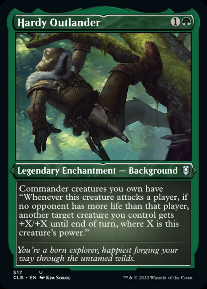 Hardy Outlander (Foil Etched) [Commander Legends: Battle for Baldur's Gate] | Good Games Cannington