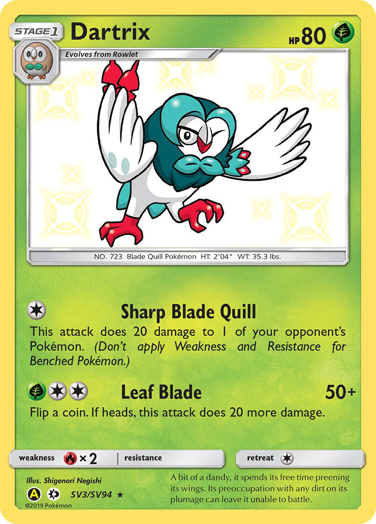 Dartrix (SV3/SV94) [Sun & Moon: Hidden Fates - Shiny Vault] | Good Games Cannington