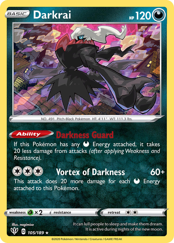 Darkrai (105/189) (Theme Deck Exclusive) [Sword & Shield: Darkness Ablaze] | Good Games Cannington