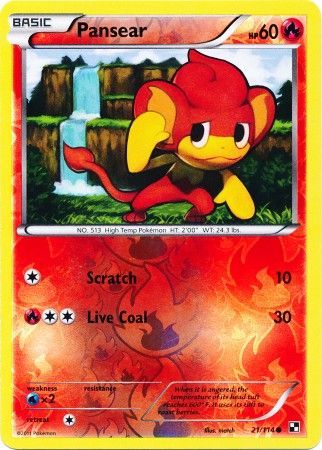 Pansear (21/114) (Energy Reverse Holo) [Black & White: Base Set] | Good Games Cannington