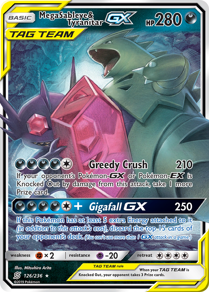 Mega Sableye & Tyranitar GX (126/236) [Sun & Moon: Unified Minds] | Good Games Cannington