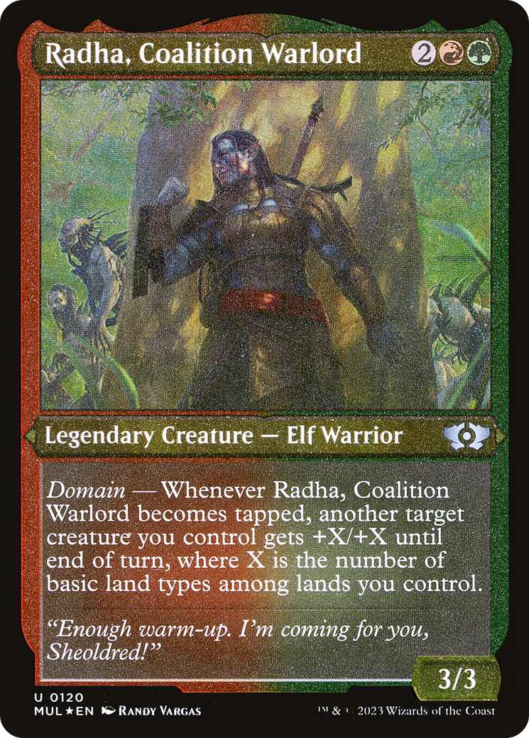 Radha, Coalition Warlord (Foil Etched) [Multiverse Legends] | Good Games Cannington
