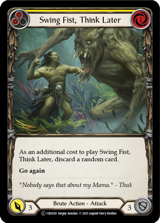 Swing Fist, Think Later (Yellow) [U-CRU020-RF] Unlimited Rainbow Foil | Good Games Cannington