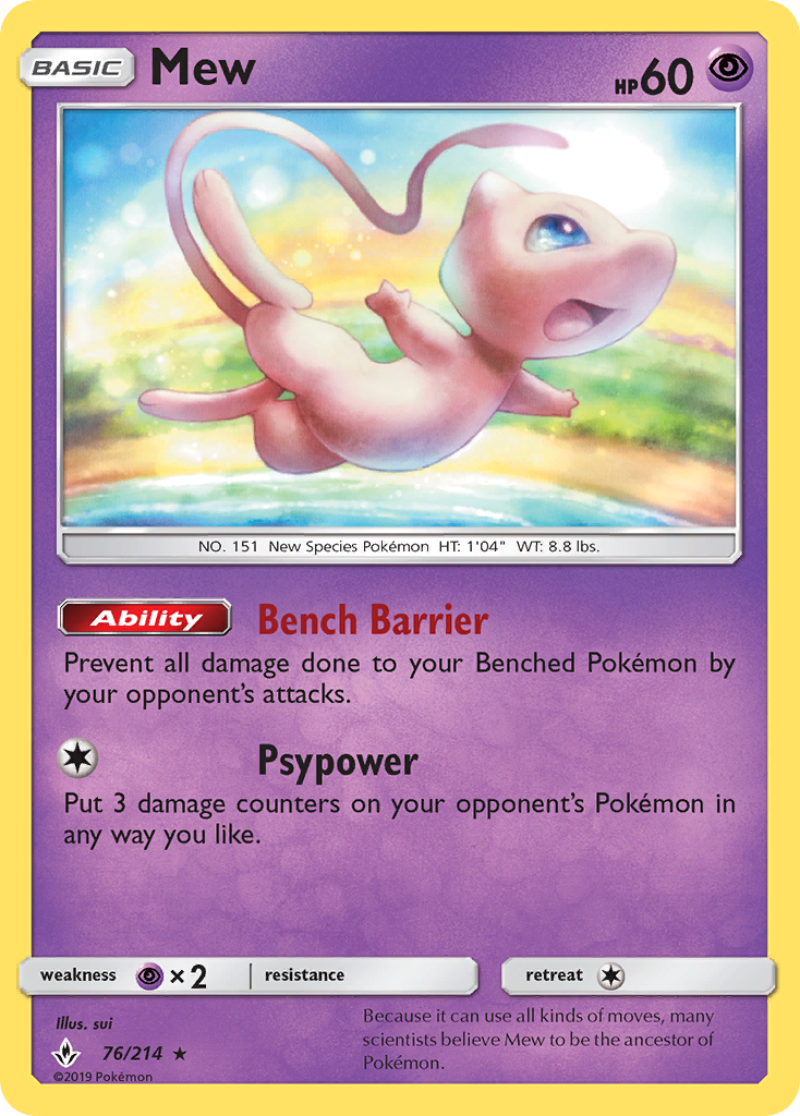 Mew (76/214) [Sun & Moon: Unbroken Bonds] | Good Games Cannington