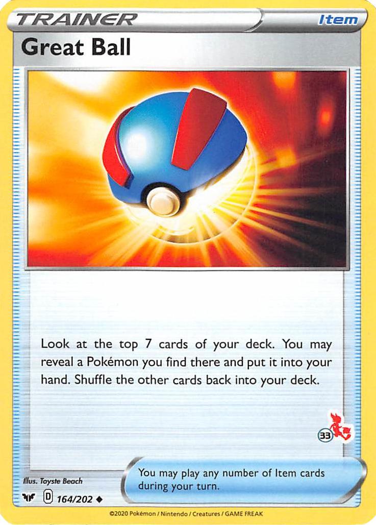 Great Ball (164/202) (Cinderace Stamp #33) [Battle Academy 2022] | Good Games Cannington