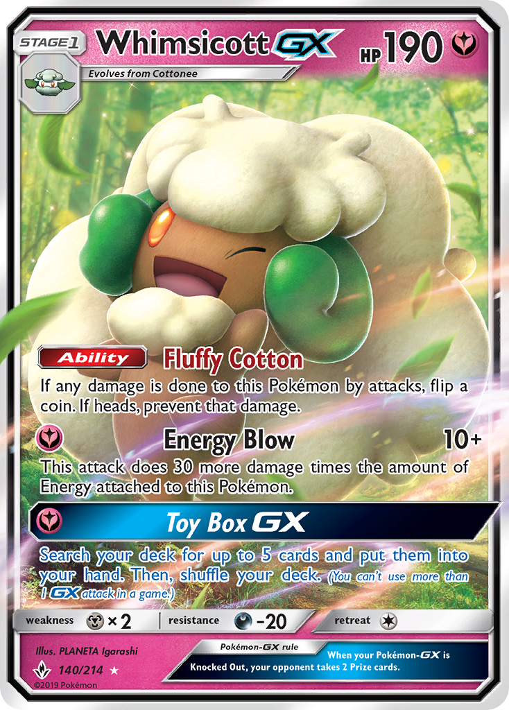 Whimsicott GX (140/214) [Sun & Moon: Unbroken Bonds] | Good Games Cannington