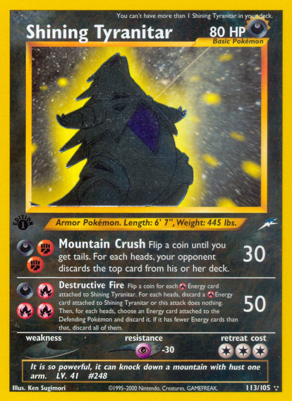 Shining Tyranitar (113/105) [Neo Destiny 1st Edition] | Good Games Cannington