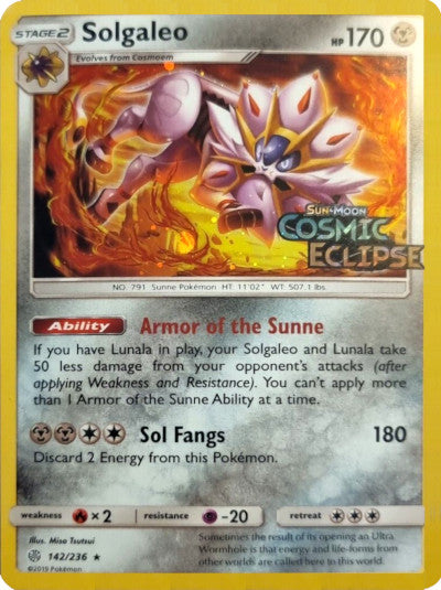 Solgaleo (142/236) (Cosmos Holo) [Sun & Moon: Cosmic Eclipse] | Good Games Cannington