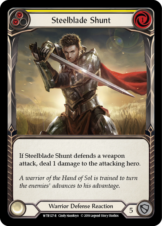 Steelblade Shunt (Yellow) [WTR127-R] Alpha Print Rainbow Foil | Good Games Cannington