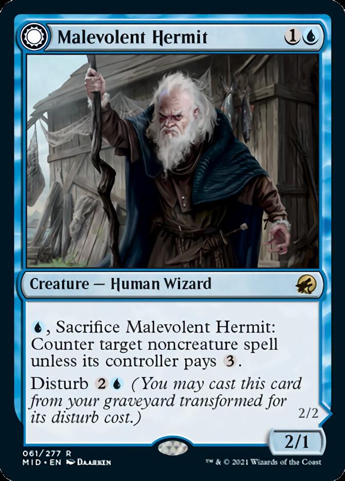 Malevolent Hermit // Benevolent Geist [Innistrad: Midnight Hunt] | Good Games Cannington