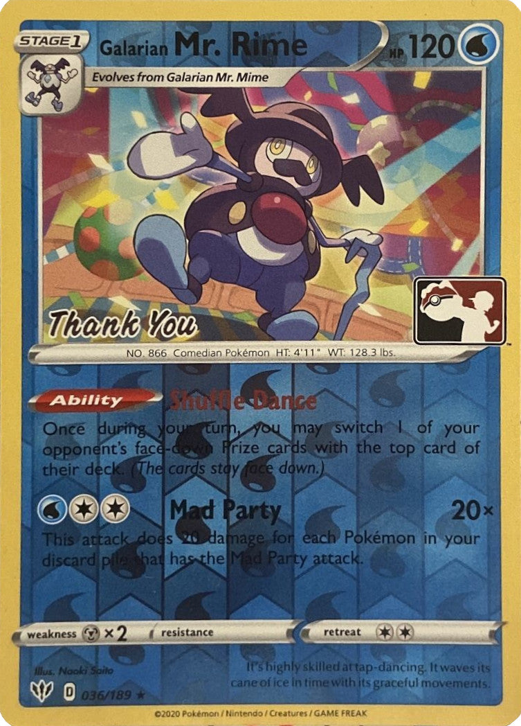 Galarian Mr. Rime (036/189) (Thank You Promo) [Sword & Shield: Darkness Ablaze] | Good Games Cannington