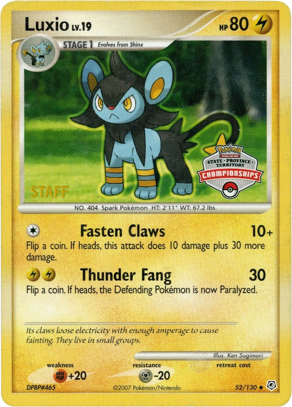 Luxio (52/130) (State Championship Promo) [Diamond & Pearl: Base Set] | Good Games Cannington