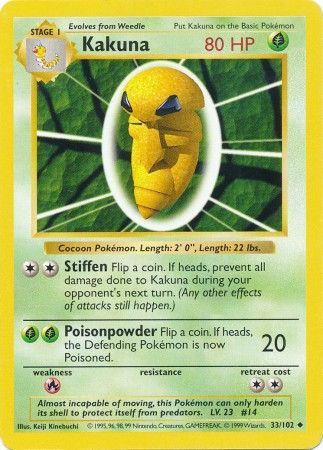 Kakuna (33/102) [Base Set Shadowless Unlimited] | Good Games Cannington