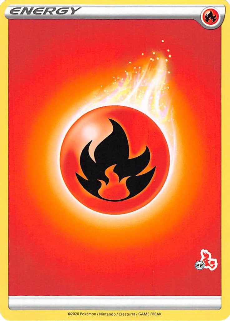 Fire Energy (Cinderace Stamp #22) [Battle Academy 2022] | Good Games Cannington