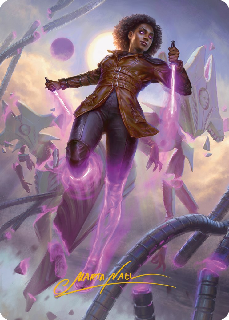 Kaya, Intangible Slayer Art Card (Gold-Stamped Signature) [Phyrexia: All Will Be One Art Series] | Good Games Cannington