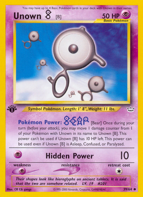 Unown [B] (39/64) [Neo Revelation 1st Edition] | Good Games Cannington