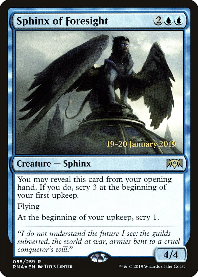 Sphinx of Foresight [Ravnica Allegiance Prerelease Promos] | Good Games Cannington
