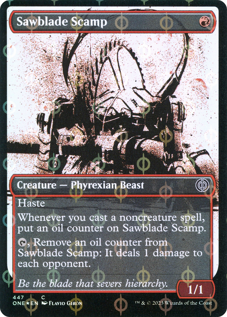 Sawblade Scamp (Showcase Ichor Step-and-Compleat Foil) [Phyrexia: All Will Be One] | Good Games Cannington