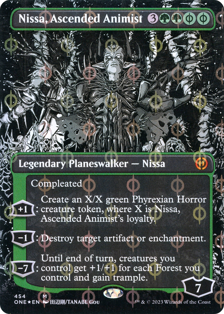Nissa, Ascended Animist (Borderless Manga Step-and-Compleat Foil) [Phyrexia: All Will Be One] | Good Games Cannington