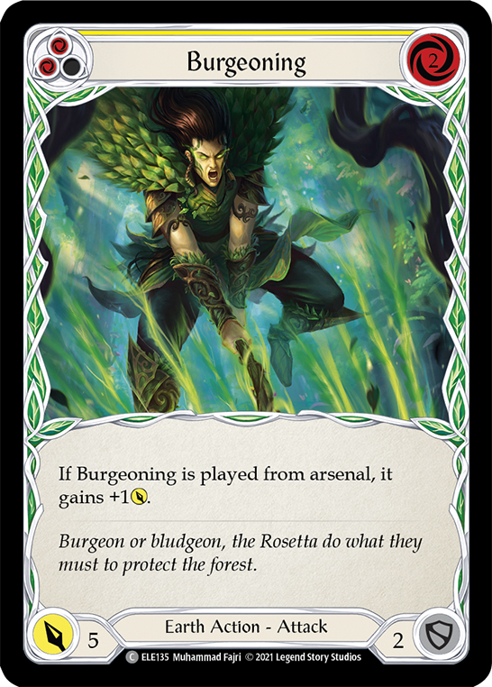 Burgeoning (Yellow) [ELE135] (Tales of Aria)  1st Edition Rainbow Foil | Good Games Cannington