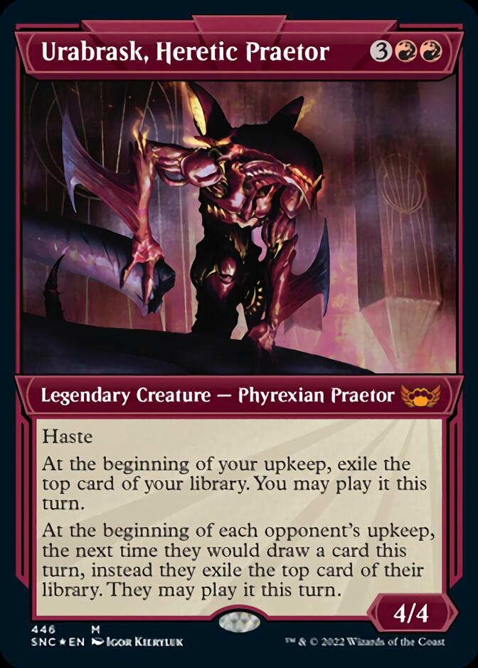 Urabrask, Heretic Praetor (Showcase Art Deco Foil Etched) [Streets of New Capenna] | Good Games Cannington