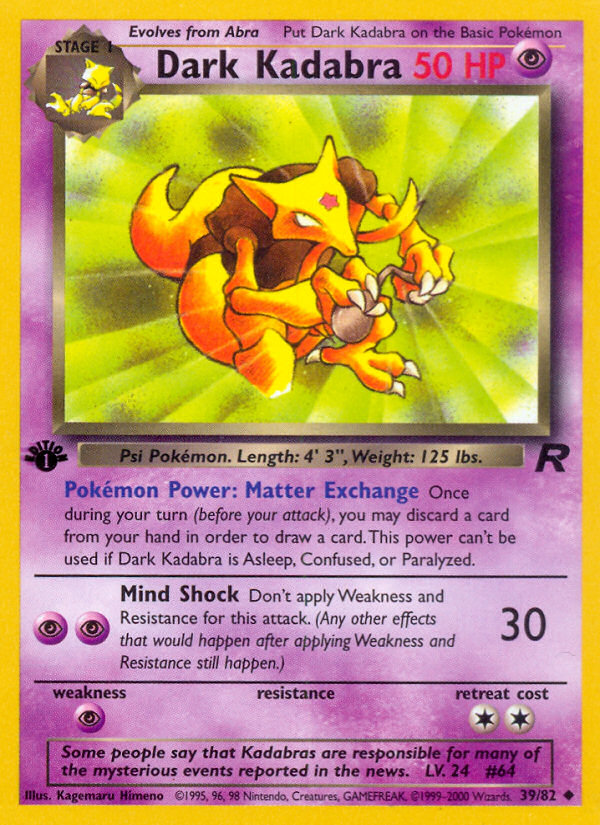 Dark Kadabra (39/82) [Team Rocket 1st Edition] | Good Games Cannington