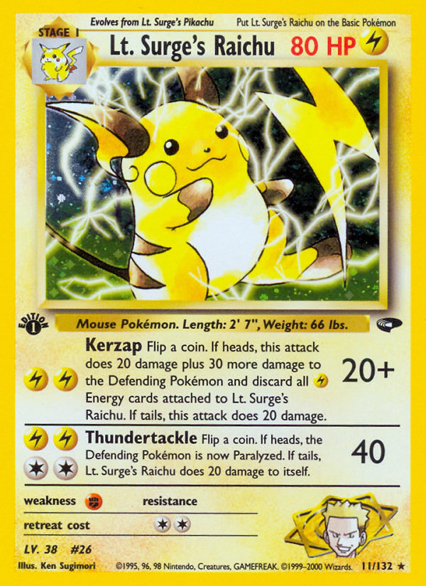 Lt. Surge's Raichu (11/132) [Gym Challenge 1st Edition] | Good Games Cannington