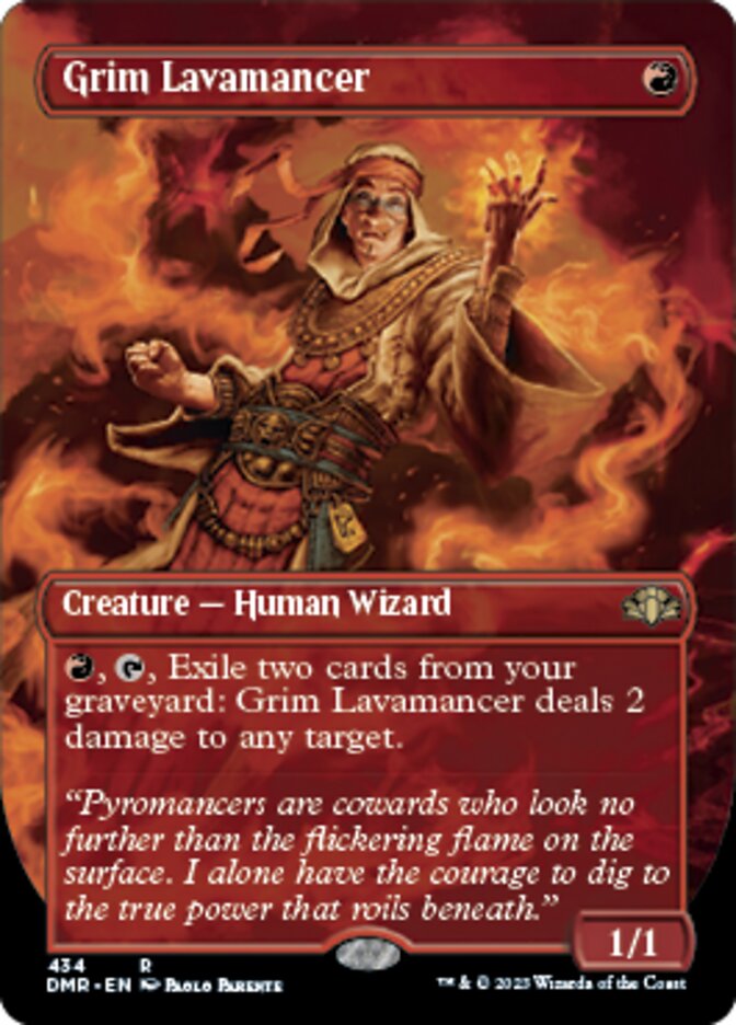 Grim Lavamancer (Borderless Alternate Art) [Dominaria Remastered] | Good Games Cannington