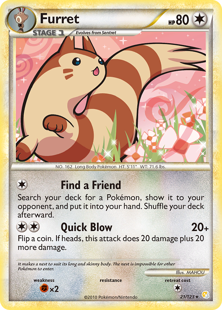 Furret (21/123) [HeartGold & SoulSilver: Base Set] | Good Games Cannington