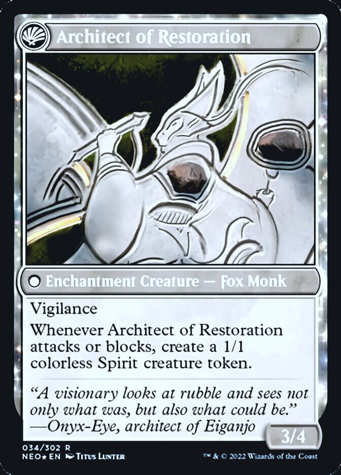 The Restoration of Eiganjo // Architect of Restoration [Kamigawa: Neon Dynasty Prerelease Promos] | Good Games Cannington