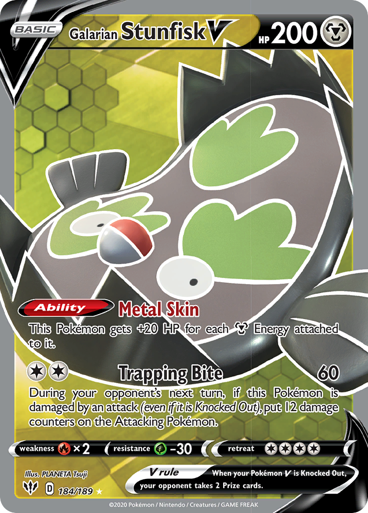 Galarian Stunfisk V (184/189) [Sword & Shield: Darkness Ablaze] | Good Games Cannington