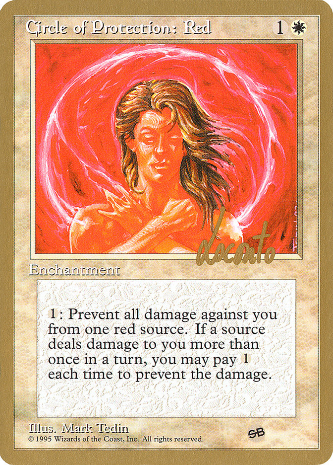 Circle of Protection: Red (Michael Loconto) (SB) (4ED) [Pro Tour Collector Set] | Good Games Cannington