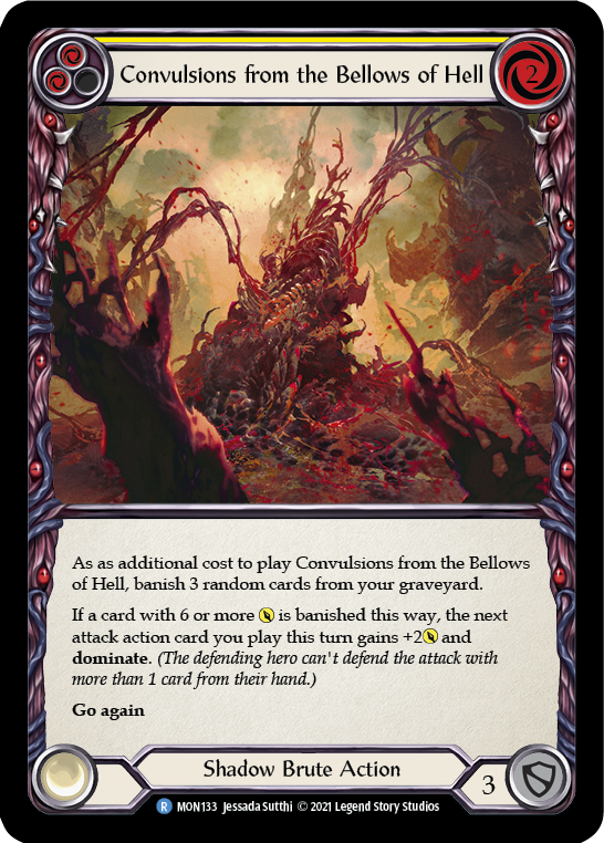 Convulsions from the Bellows of Hell (Yellow) [MON133-RF] 1st Edition Rainbow Foil | Good Games Cannington