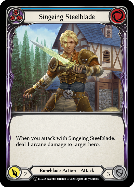 Singeing Steelblade (Blue) [U-ELE232] Unlimited Rainbow Foil | Good Games Cannington