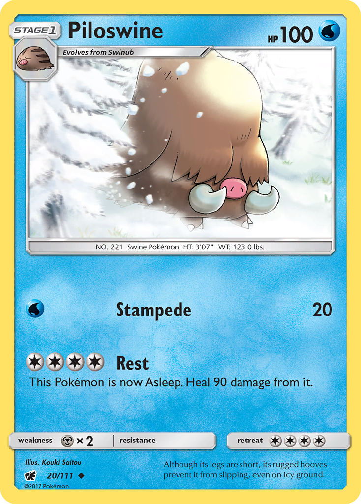 Piloswine (20/111) [Sun & Moon: Crimson Invasion] | Good Games Cannington
