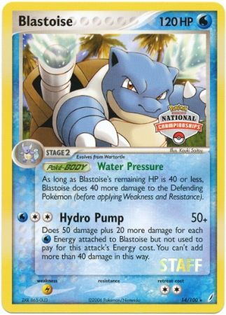 Blastoise (14/100) (National Championship Promo Staff) [EX: Crystal Guardians] | Good Games Cannington