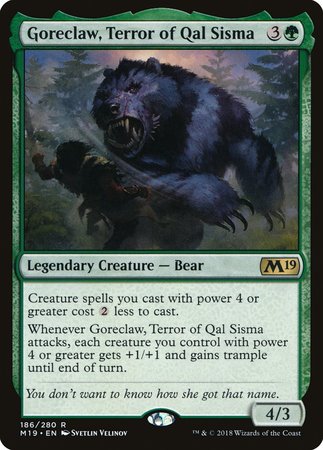 Goreclaw, Terror of Qal Sisma [Core Set 2019] | Good Games Cannington