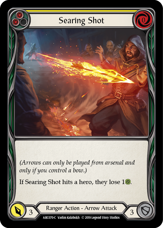 Searing Shot (Yellow) [ARC070-C] 1st Edition Rainbow Foil | Good Games Cannington