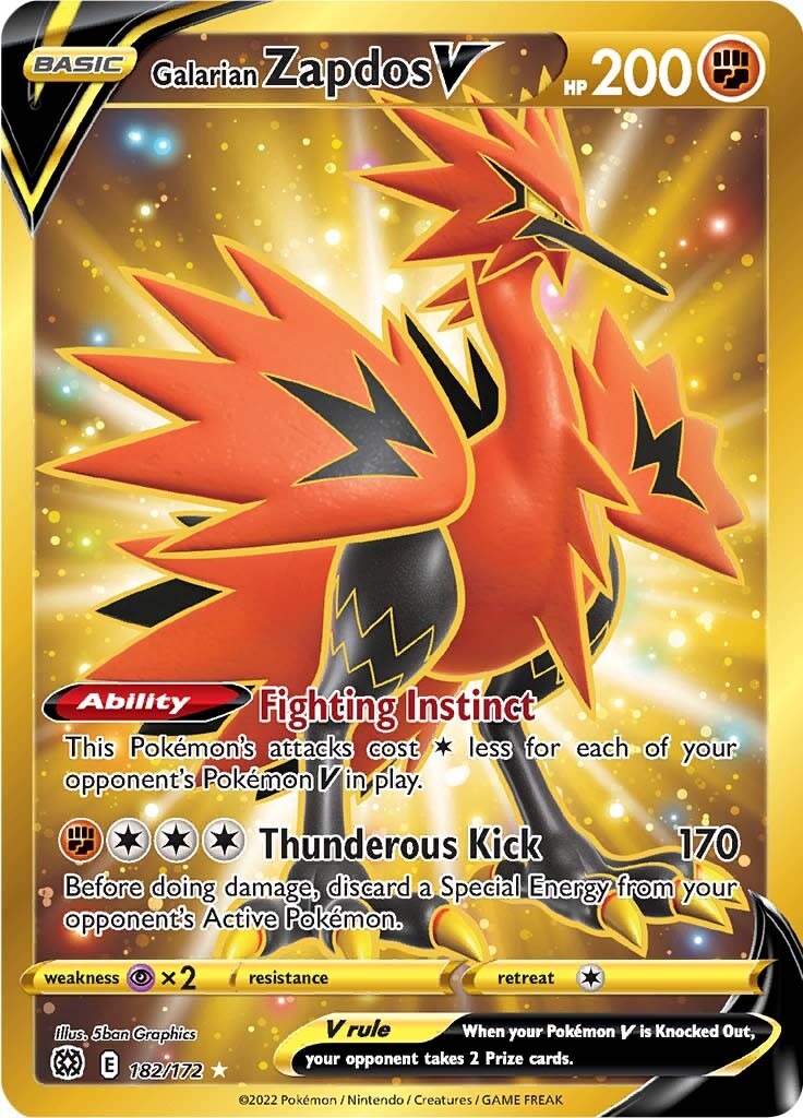 Galarian Zapdos V (182/172) [Sword & Shield: Brilliant Stars] | Good Games Cannington