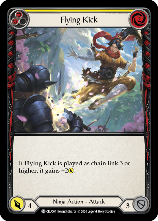 Flying Kick (Yellow) [CRU064] 1st Edition Rainbow Foil | Good Games Cannington