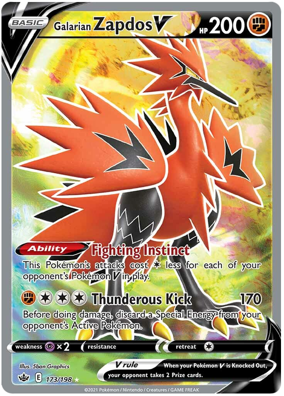 Galarian Zapdos V (173/198) [Sword & Shield: Chilling Reign] | Good Games Cannington