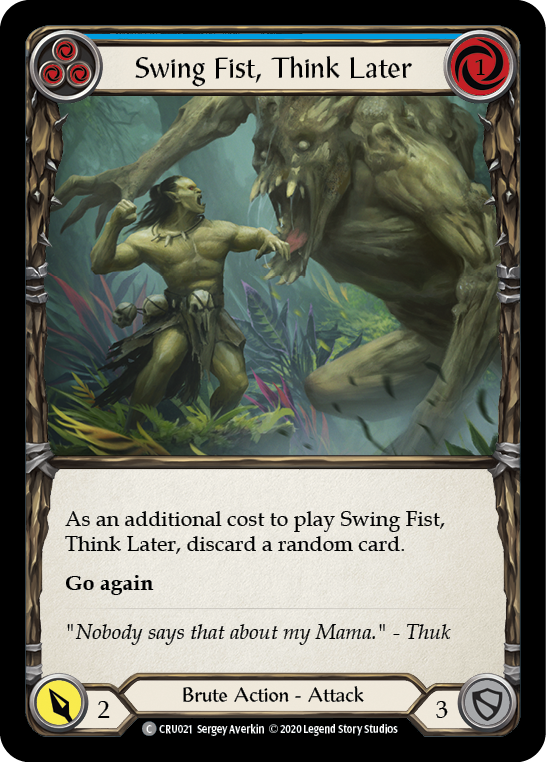 Swing Fist, Think Later (Blue) [CRU021] 1st Edition Rainbow Foil | Good Games Cannington