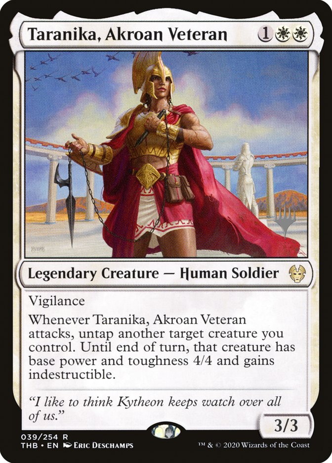 Taranika, Akroan Veteran (Promo Pack) [Theros Beyond Death Promos] | Good Games Cannington