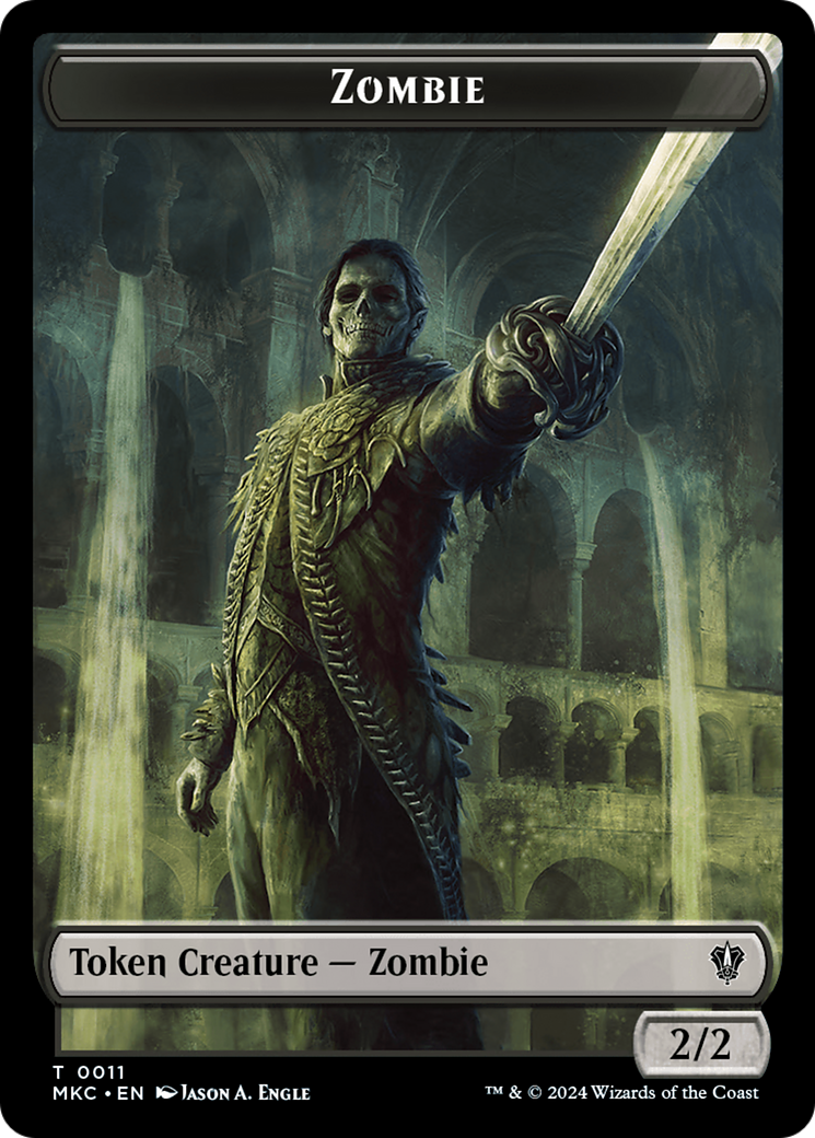 Salamander Warrior // Zombie Double-Sided Token [Murders at Karlov Manor Commander Tokens] | Good Games Cannington