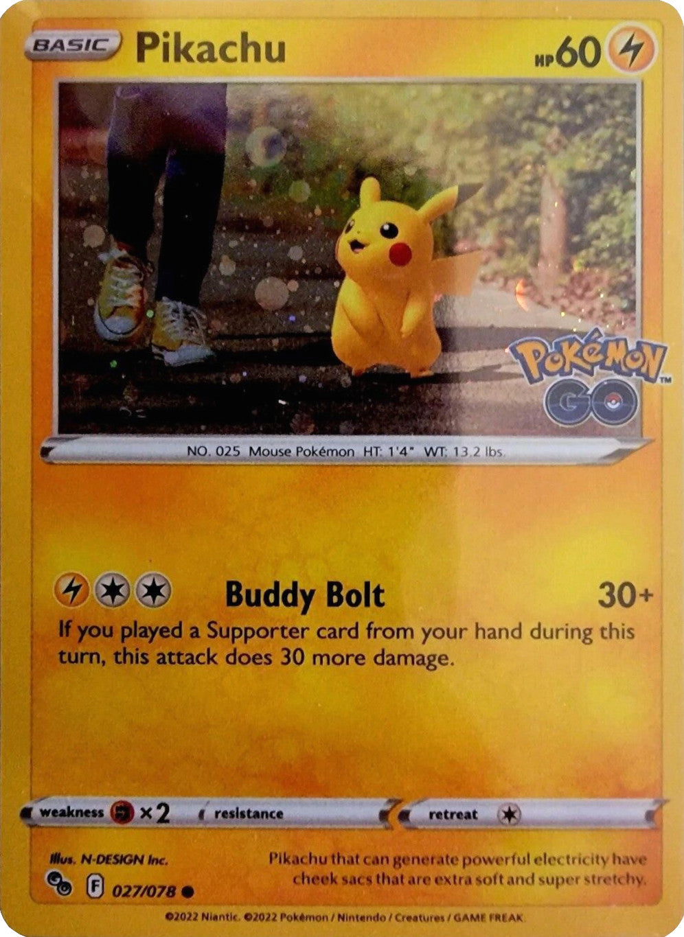 Pikachu (027/078) (Cosmos Holo) [Pokémon GO] | Good Games Cannington